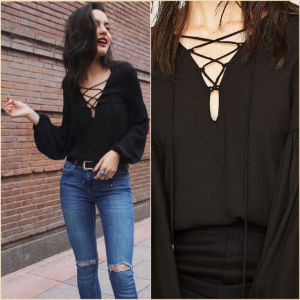 ZARA LACE-UP BODYSUIT WITH CORDS